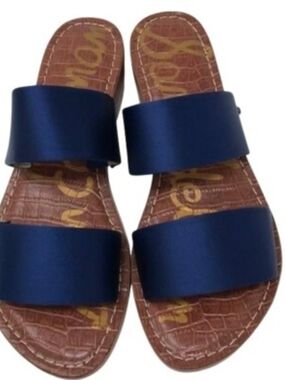 Sam Edelman Jeni Navy Double-Strap Slide Sandals Size 7.5